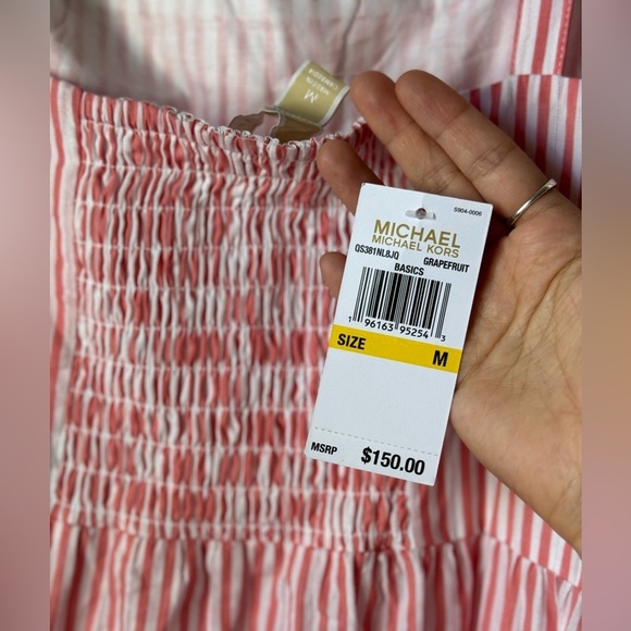 MICHAEL KORS Ring Strap Striped Midi Dress - Picture 8 of 12